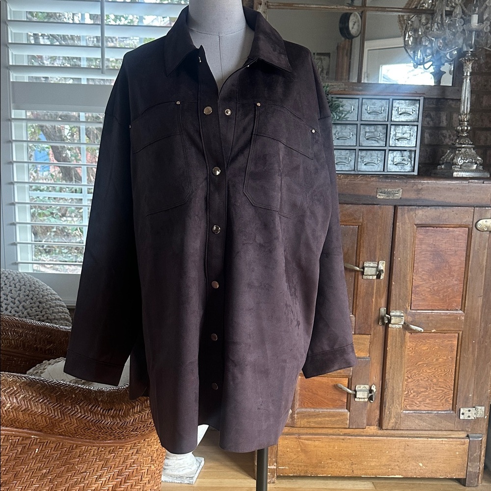 TORRID FAUX SUEDE JACKET JAVA BUTTON 2X NEW STRET… - image 1